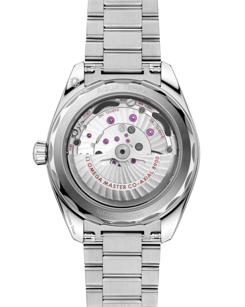 Back view of Omega Seamaster Aqua Terra 150M 41 mm, steel on steel