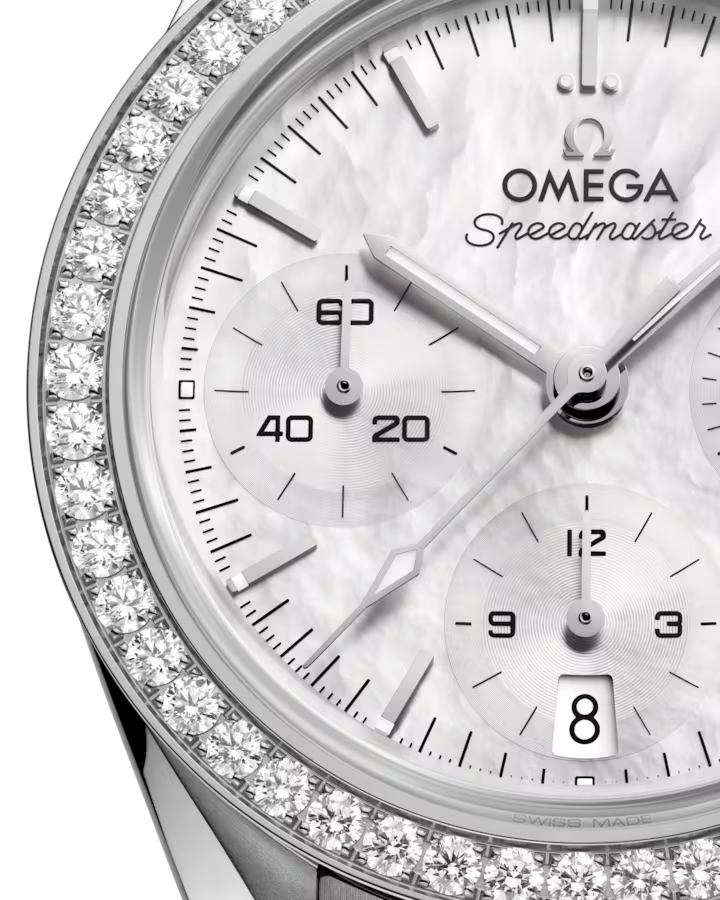 Front close of Omega Speedmaster 38 Co-Axial Chronometer Chronograph 38mm Watch - 324.15.38.50.05.001