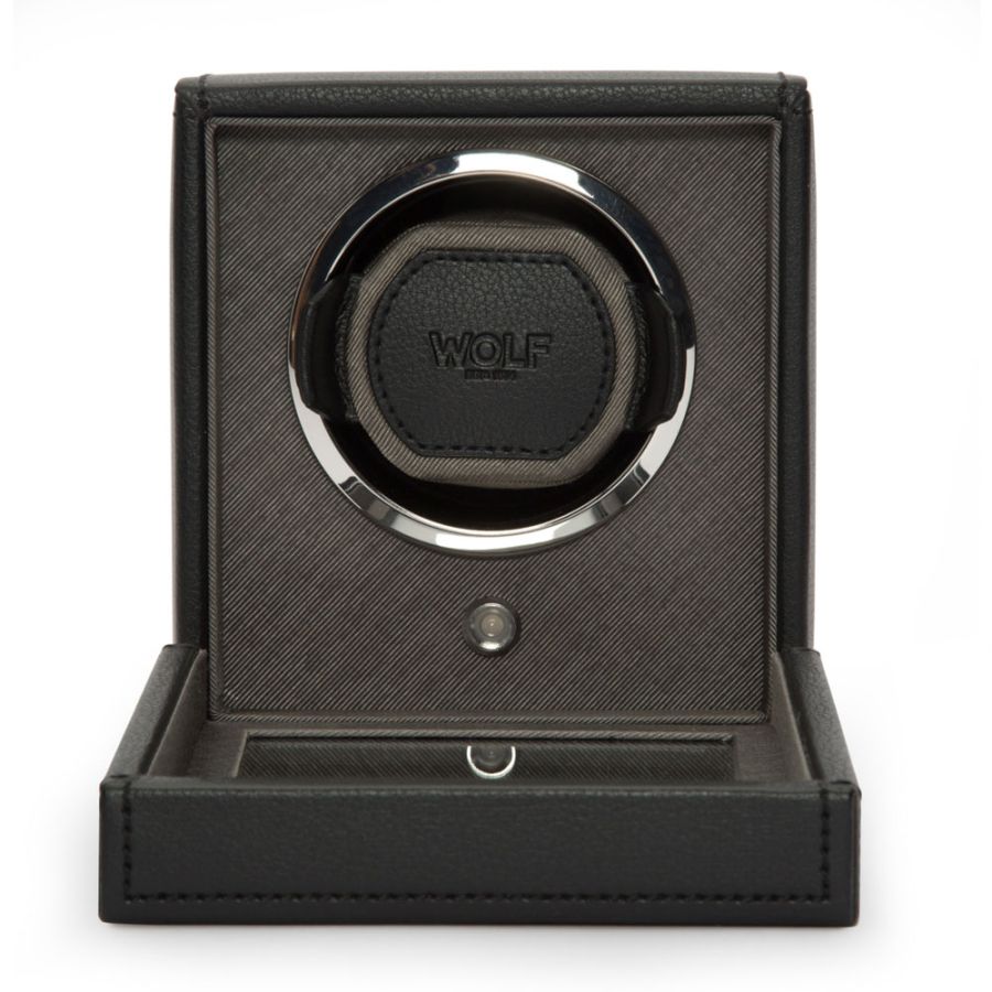 Open with front view of Wolf 1834 Cub Single Watch Winder with Cover 461103