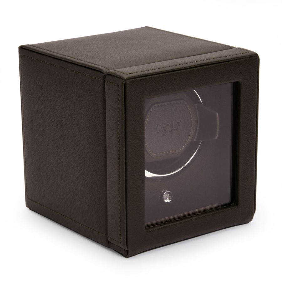 Side view of Wolf 1834 Cub Single Watch Winder with Cover 461106