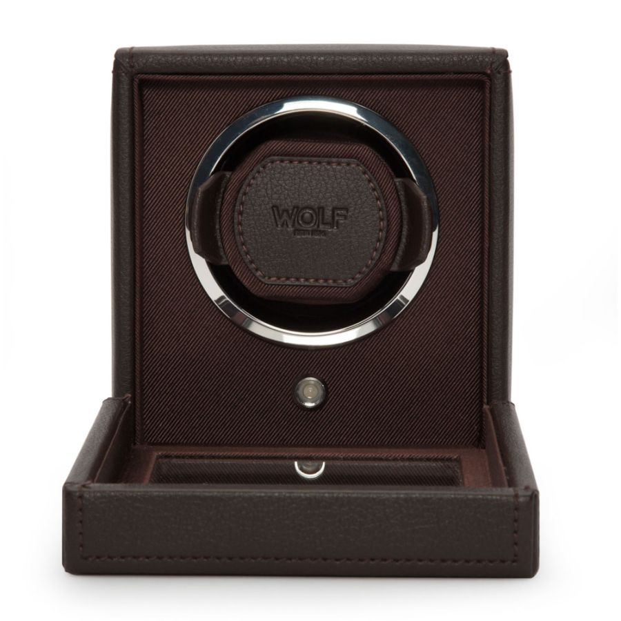 Front with open view Wolf 1834 Cub Single Watch Winder with Cover 461106