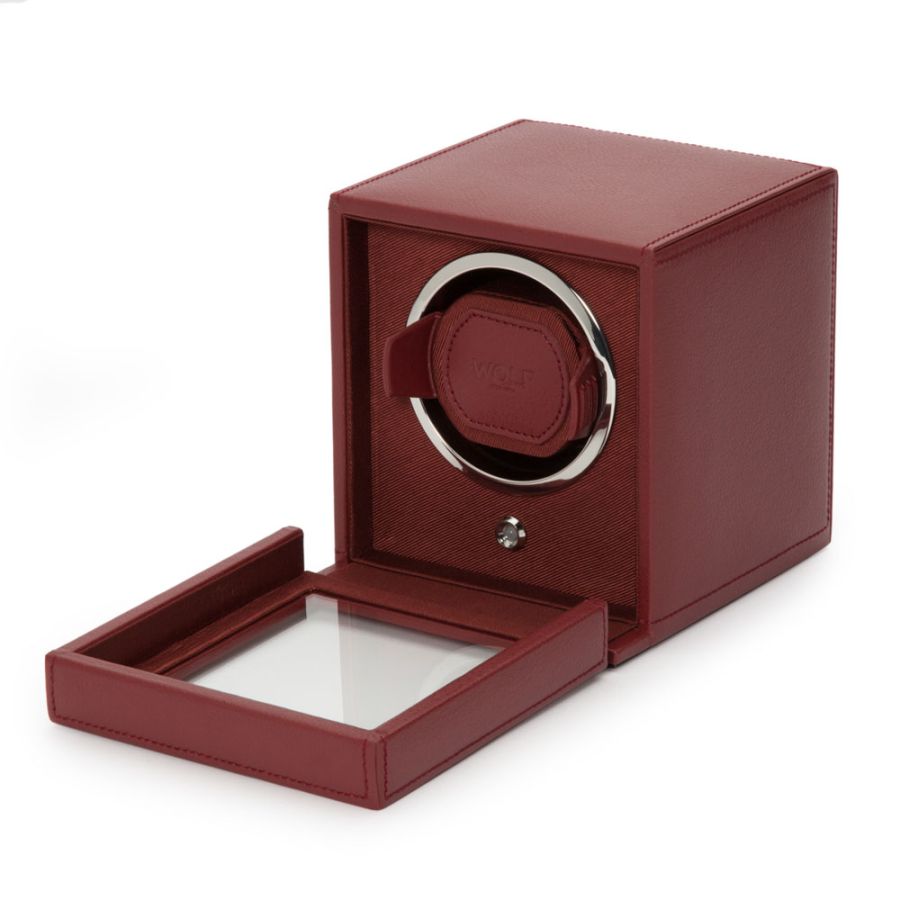 Side with open view of Wolf 1834 Cub Single Watch Winder with Cover 461126