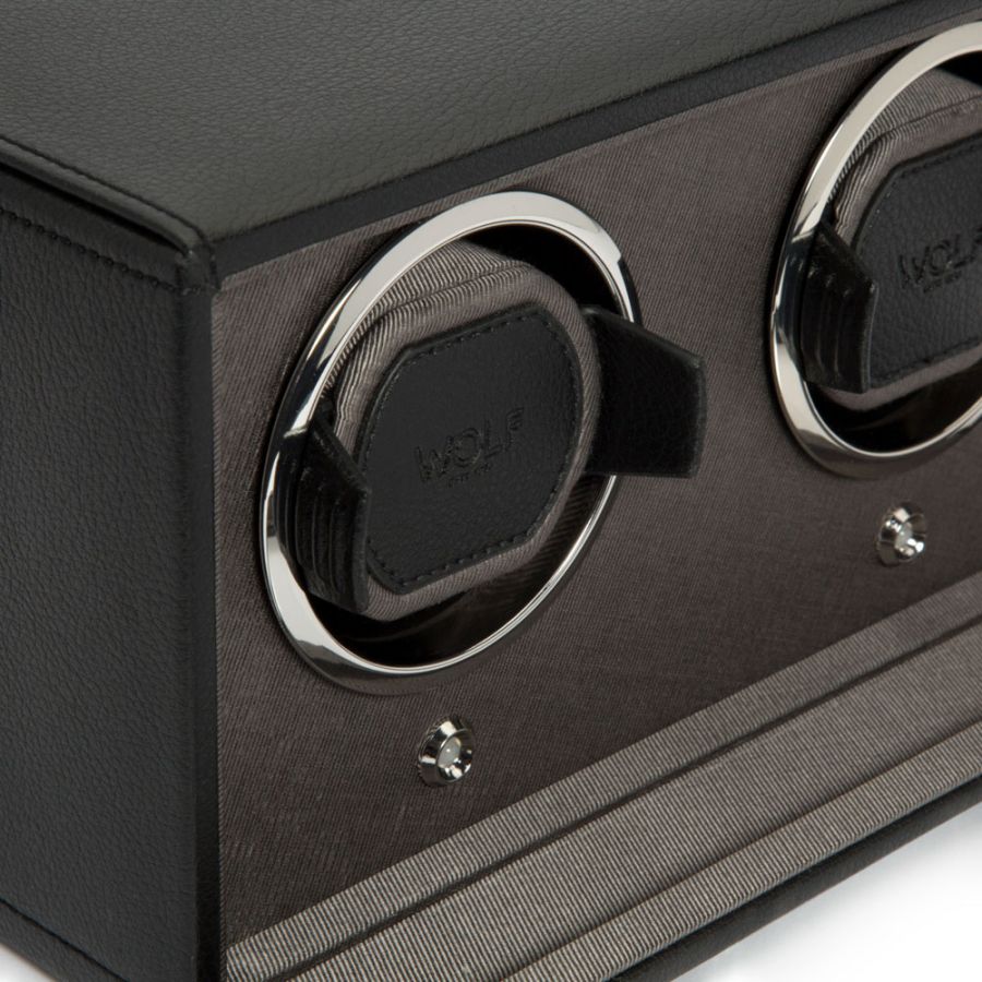 Close Up View of Wolf 1834 Cub Double Watch Winder with Cover 461203
