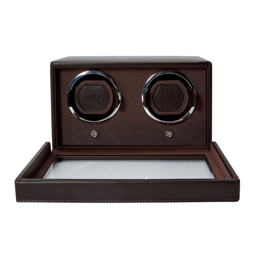 Open View of Wolf 1834 Cub Double Watch Winder with Cover 461206