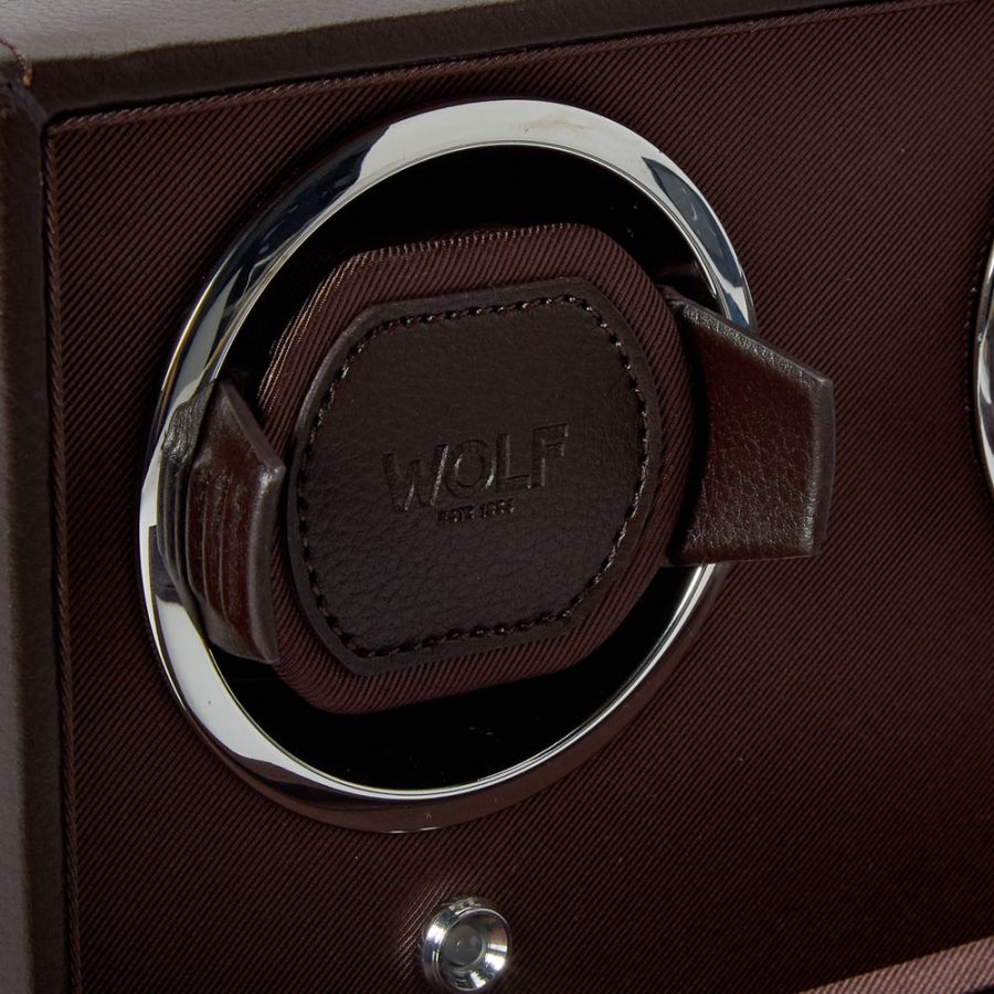 Close Up Front View of Wolf 1834 Cub Double Watch Winder with Cover 461206