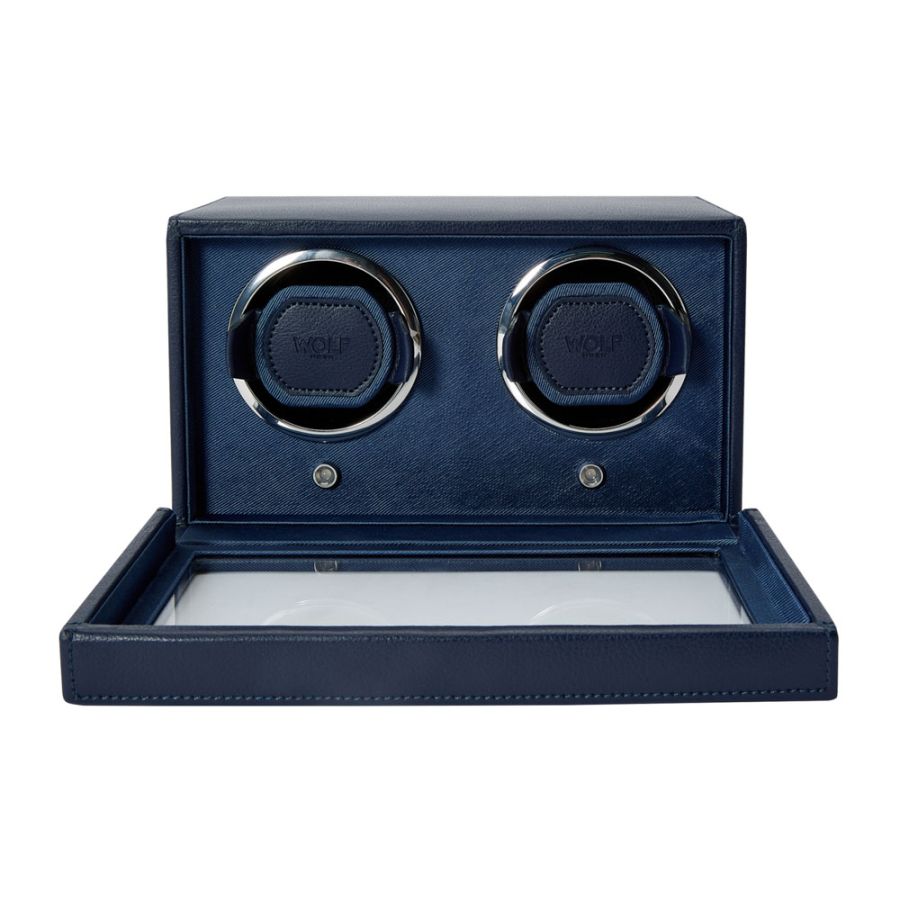 Open View Of Wolf 1834 Cub Double Watch Winder with Cover 461217