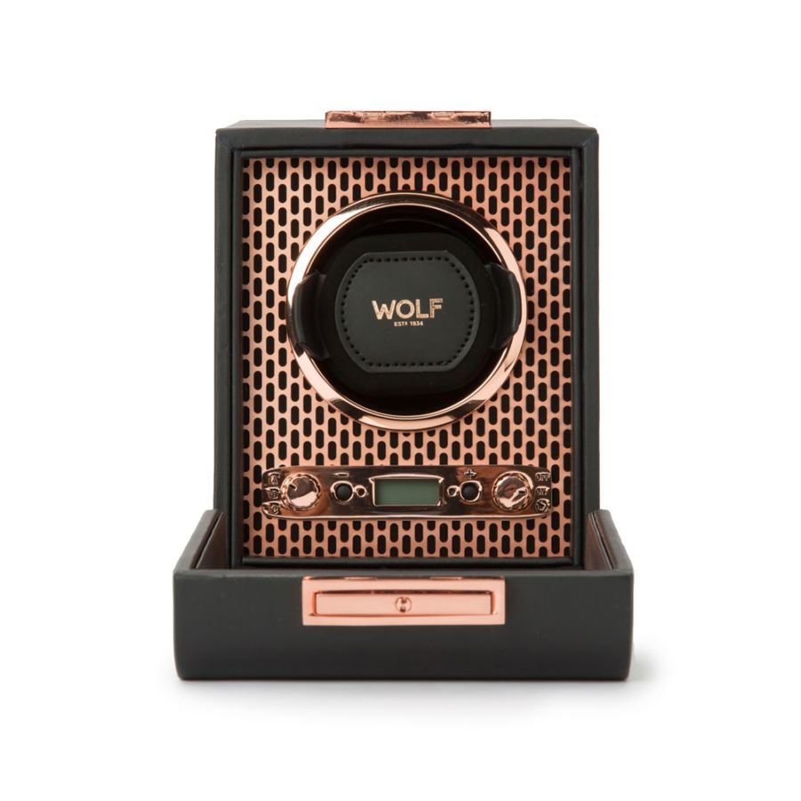 Open View Of Wolf 1834 Axis Single Watch Winder.