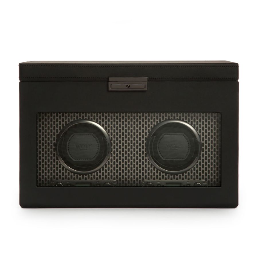 Front View of Wolf 1834 Axis Double Watch Winder With Storage 469303