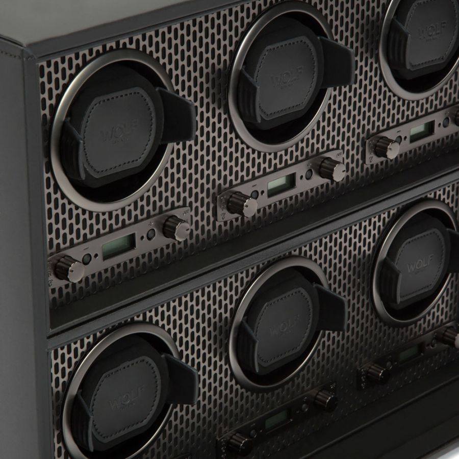 Close up of Wolf 1834 Axis 6 Piece Watch Winder 469603
