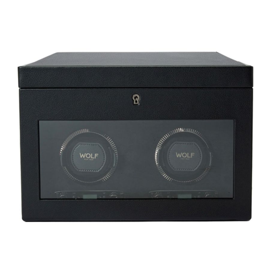 Front View of Wolf 1834 British Racing Double Watch Winder with Storage 792202