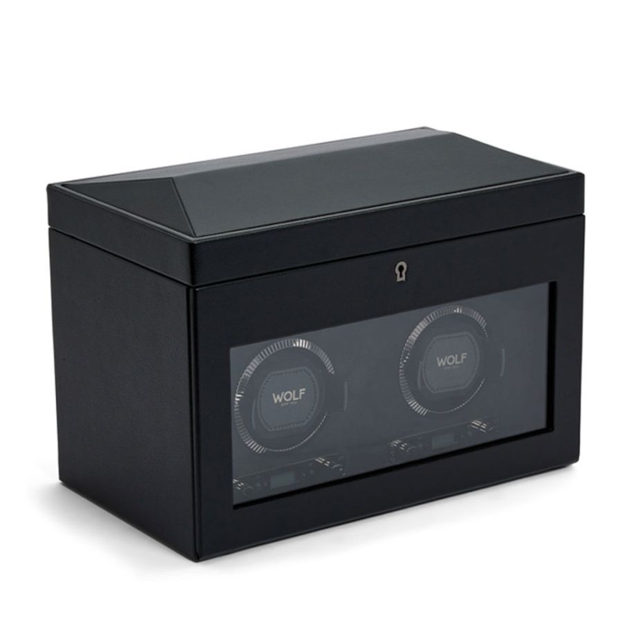 Side View of Wolf 1834 British Racing Double Watch Winder with Storage 792202