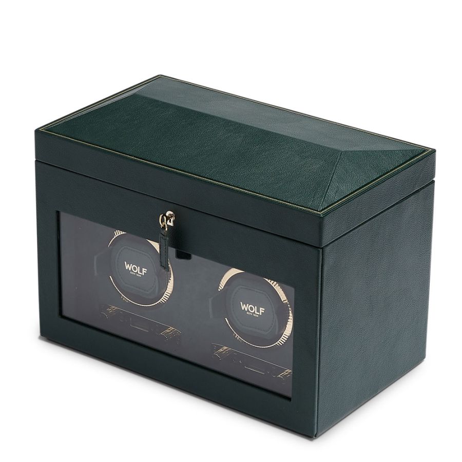 Side view of Wolf 1834 British Racing Double Watch Winder with Storage 792241