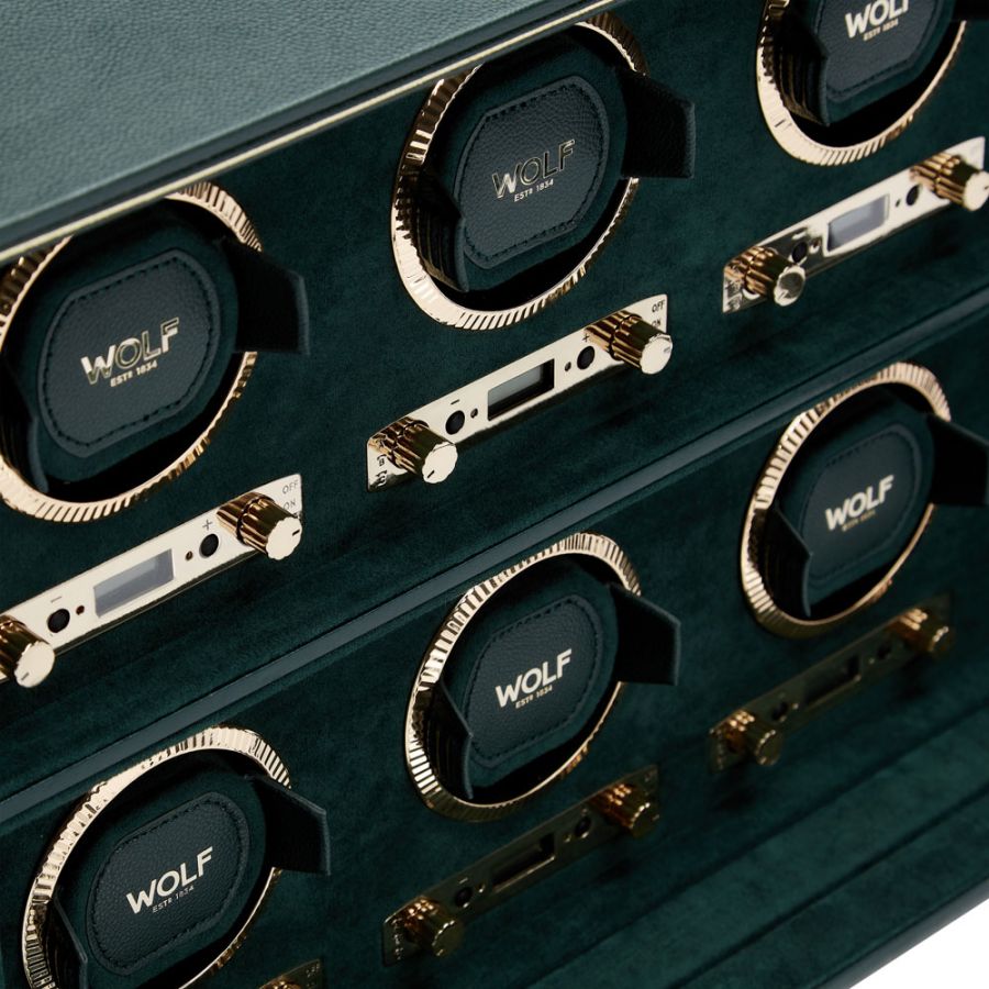 Close up of Wolf 1834 British Racing 6 Piece Watch Winder 792441