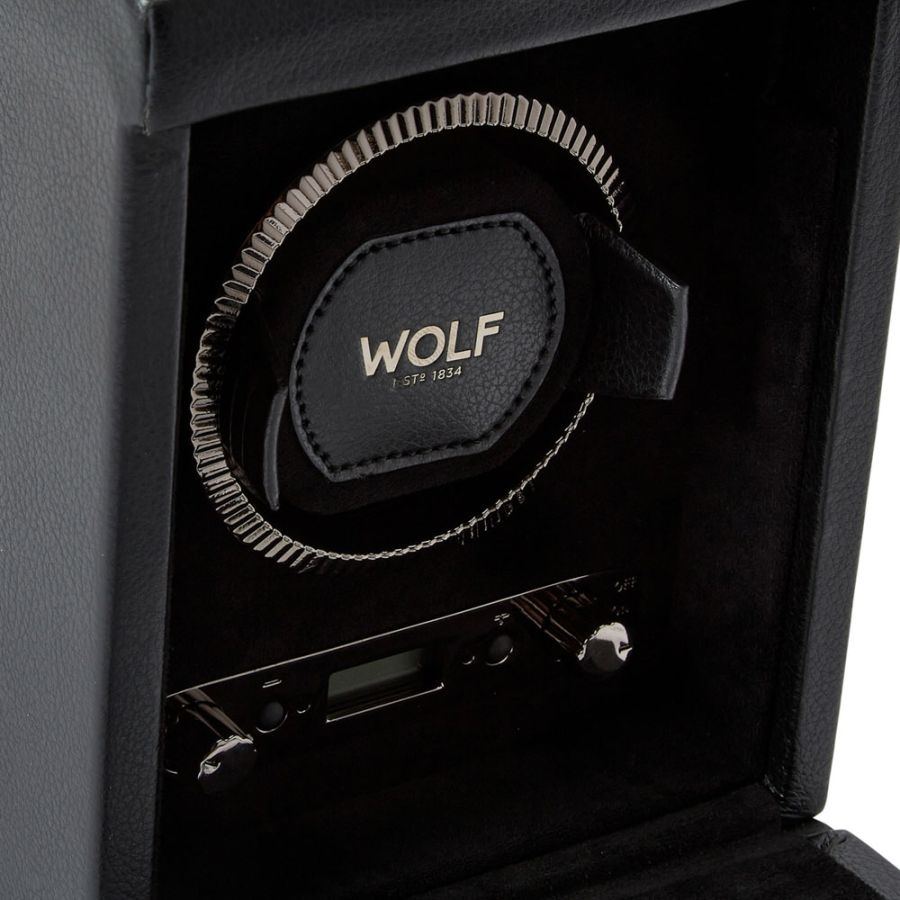 Closeup View Of Wolf 1834 British Racing Single Watch Winder.