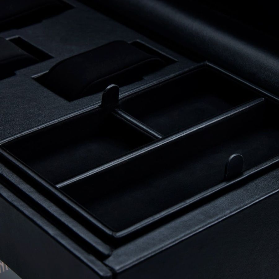 Close Up View of Wolf 1834 British Racing Double Watch Winder with Storage 792202