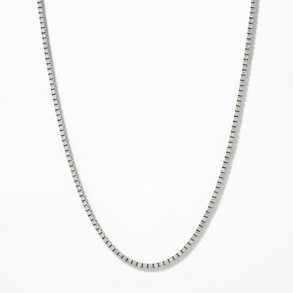 7ctw Round Natural Diamond Four Prong Tennis Necklace
