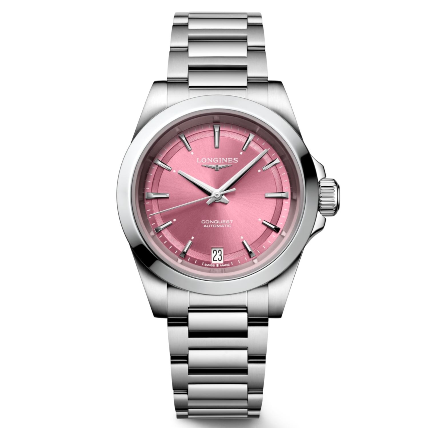 Front View L34304996 Longines Pink Conquest 34mm