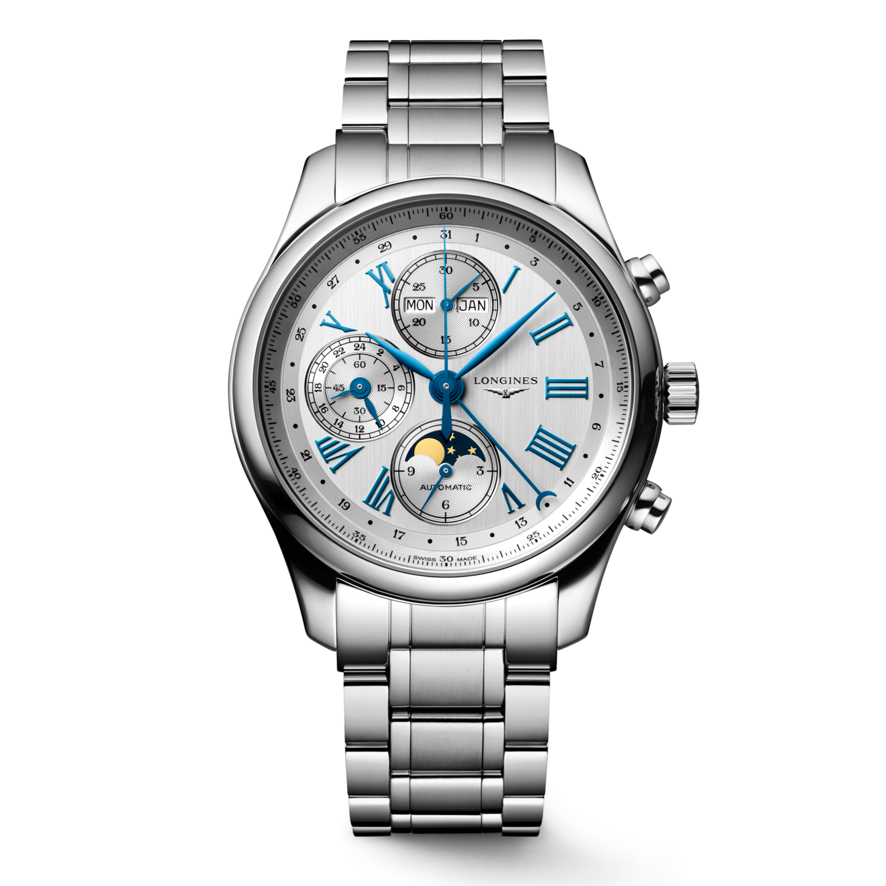 Front View of Longines Master Collection Chrono Moonphase 42mm L26734716
