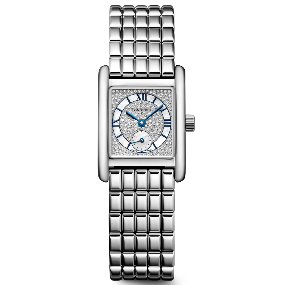 Longines Elegance Mini DolceVita Diamond Snow-Set Mother of Pearl 21x29mm L52004876 front view