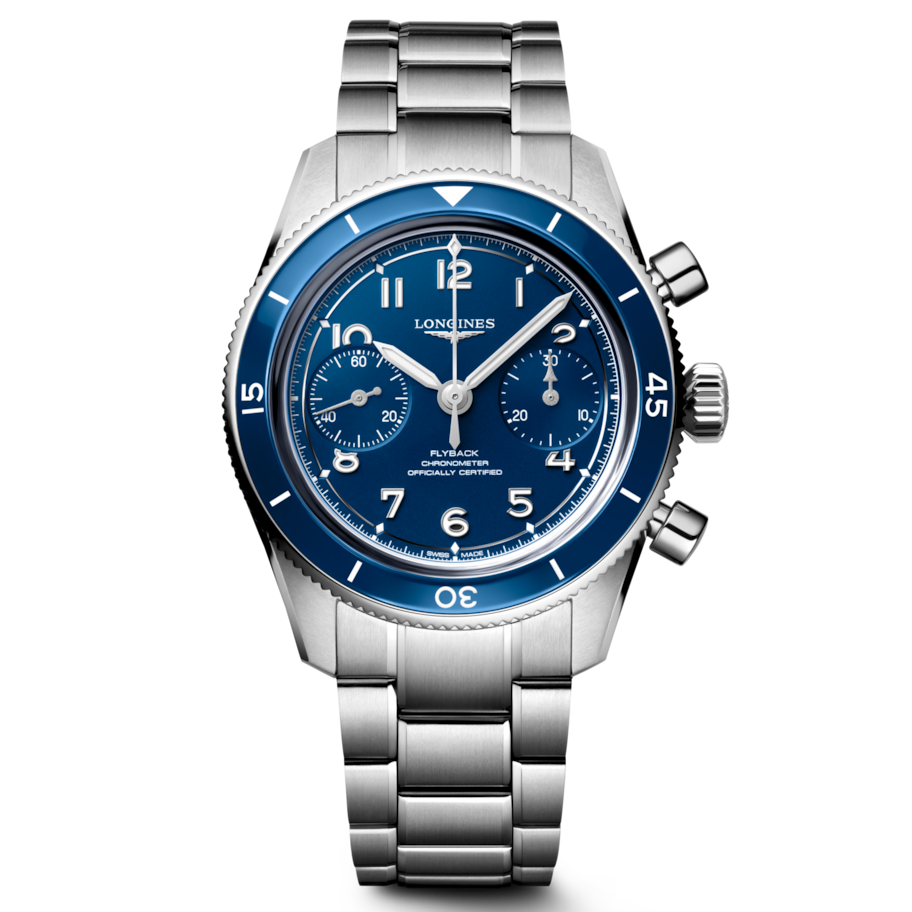 LONGINES SPIRIT PILOT FLYBACK- L3.721.4.93.6
Manual winding watch, 39.50 mm, Stainless steel and ceramic bezel