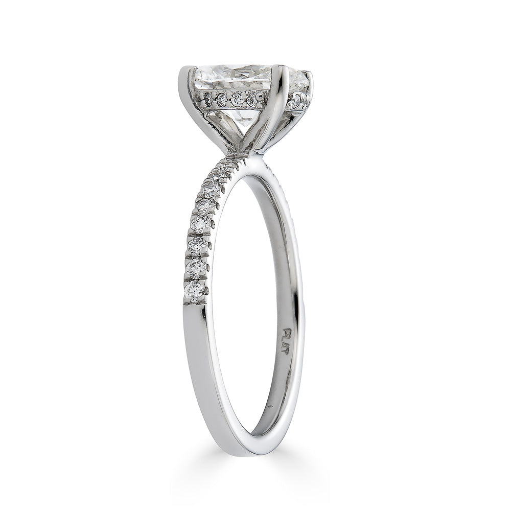 Oval with Hidden Halo Diamond Setting