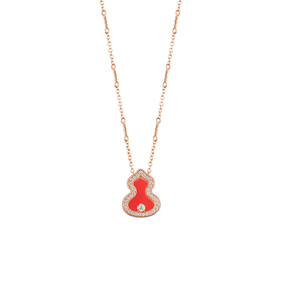 WLN30AKRGRA | Qeelin Wulu Necklace Diamonds and Red Agate WU-030 