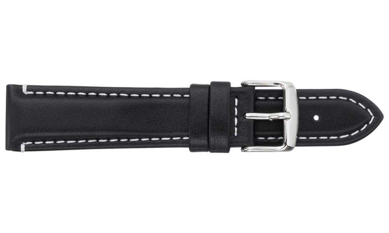 Waterproof Sports Leather Black Watch Strap