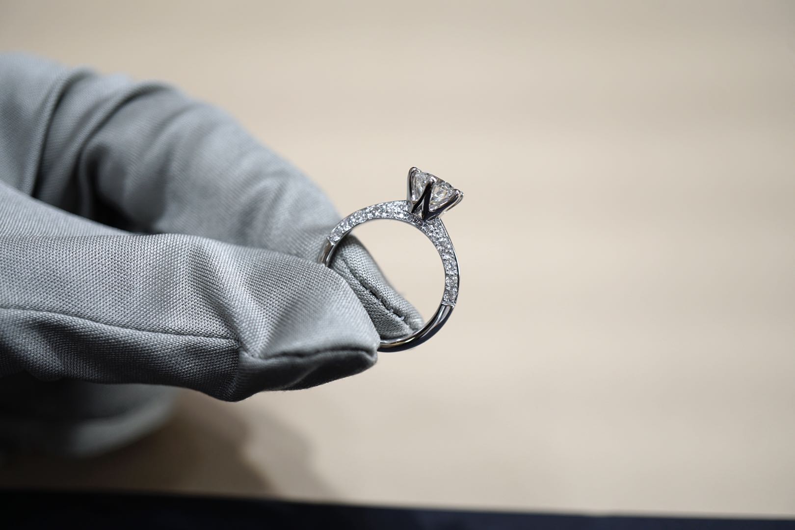 Micropave Knife Edge Engagement Ring