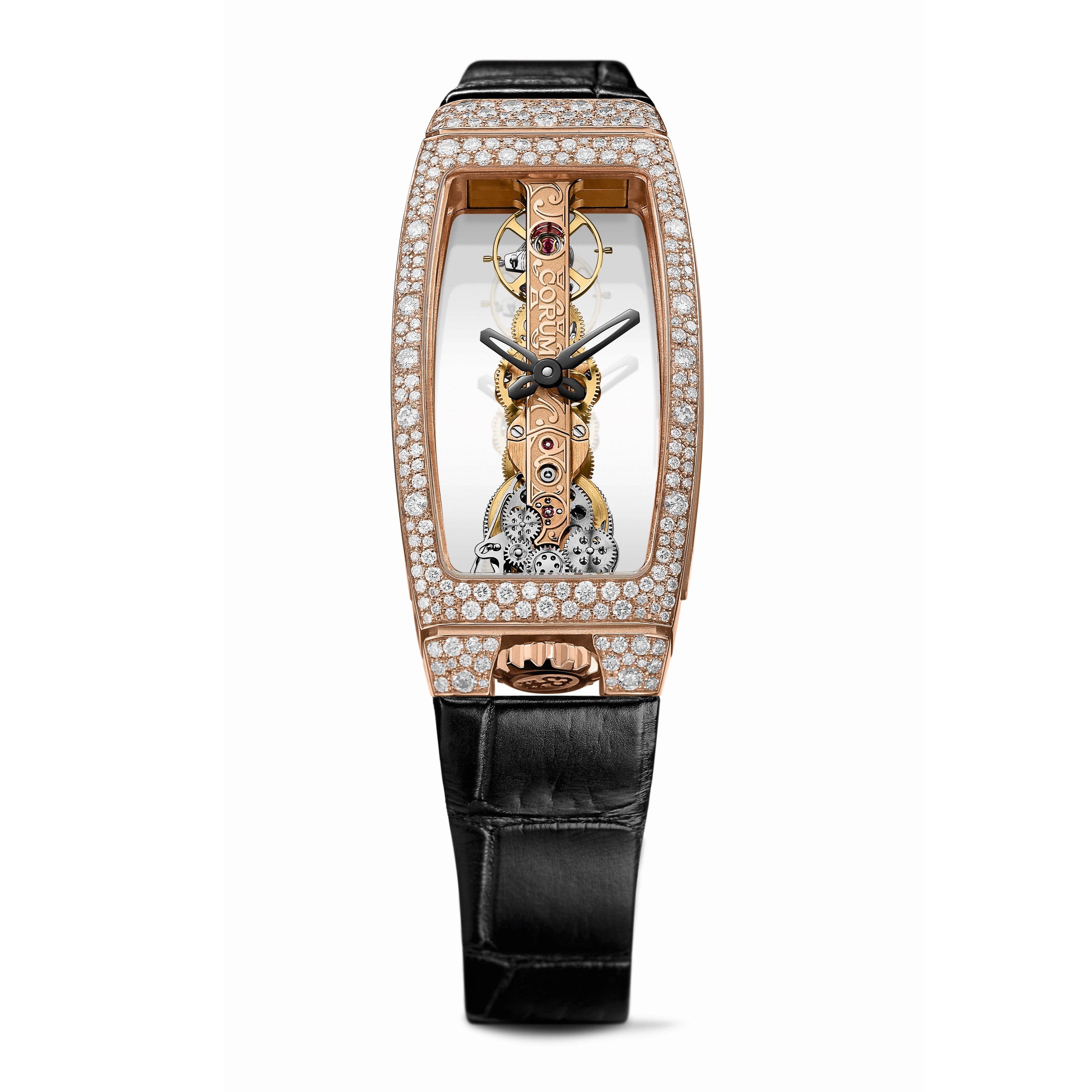 SALE | Corum Golden Bridge Miss Rose Gold Snow-Set Watch B113