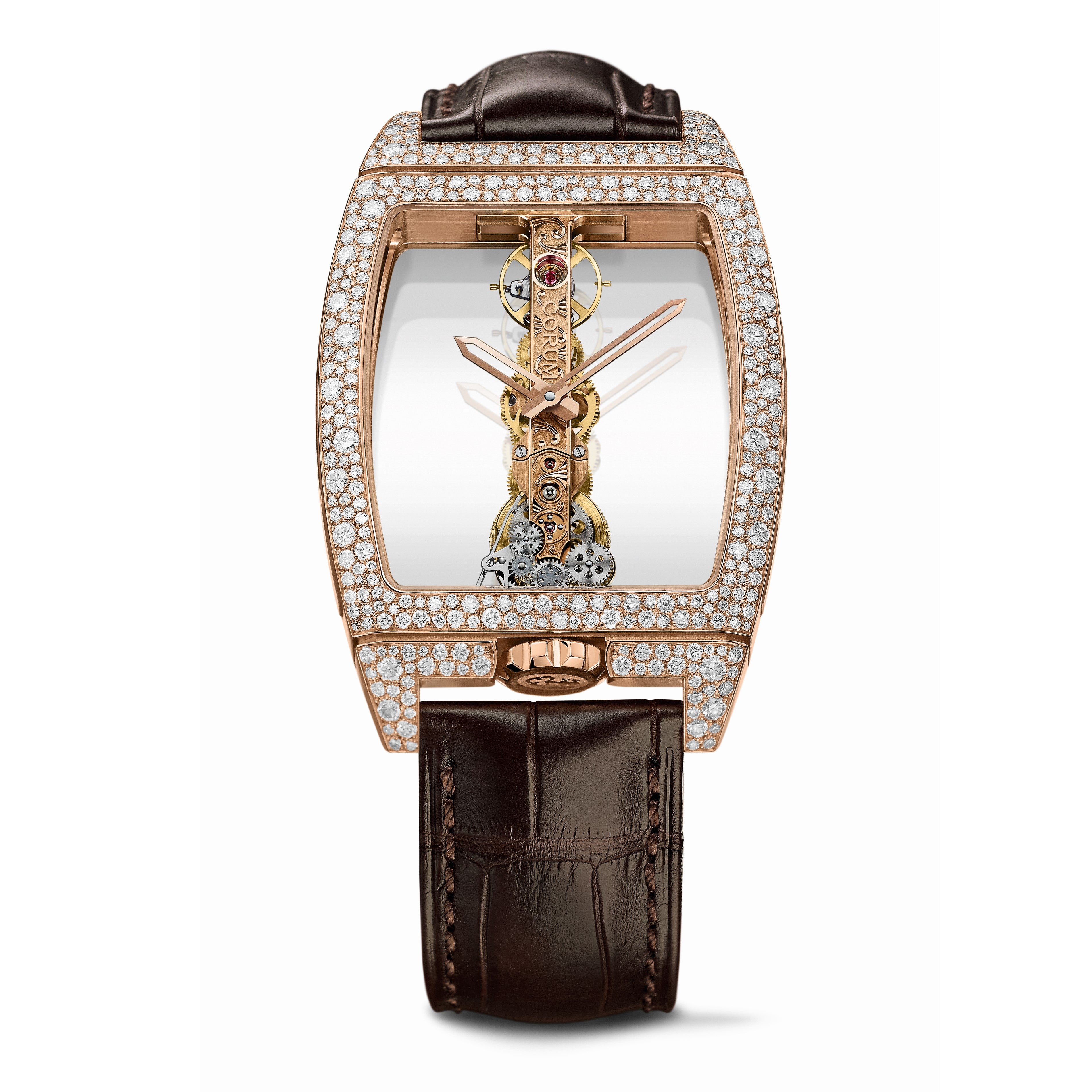 SALE | Corum Golden Bridge Classic Rose Gold Snow-Set Watch B113