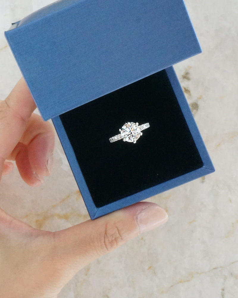 Round Flower Diamond Engagement Ring