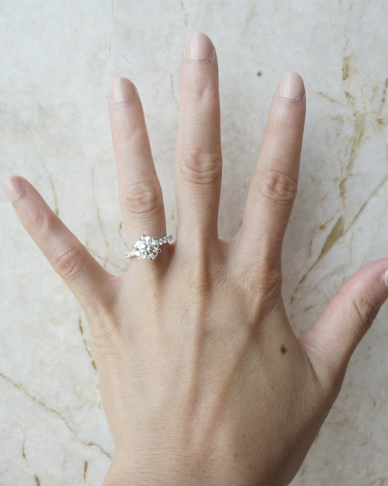 Round Flower Diamond Engagement Ring