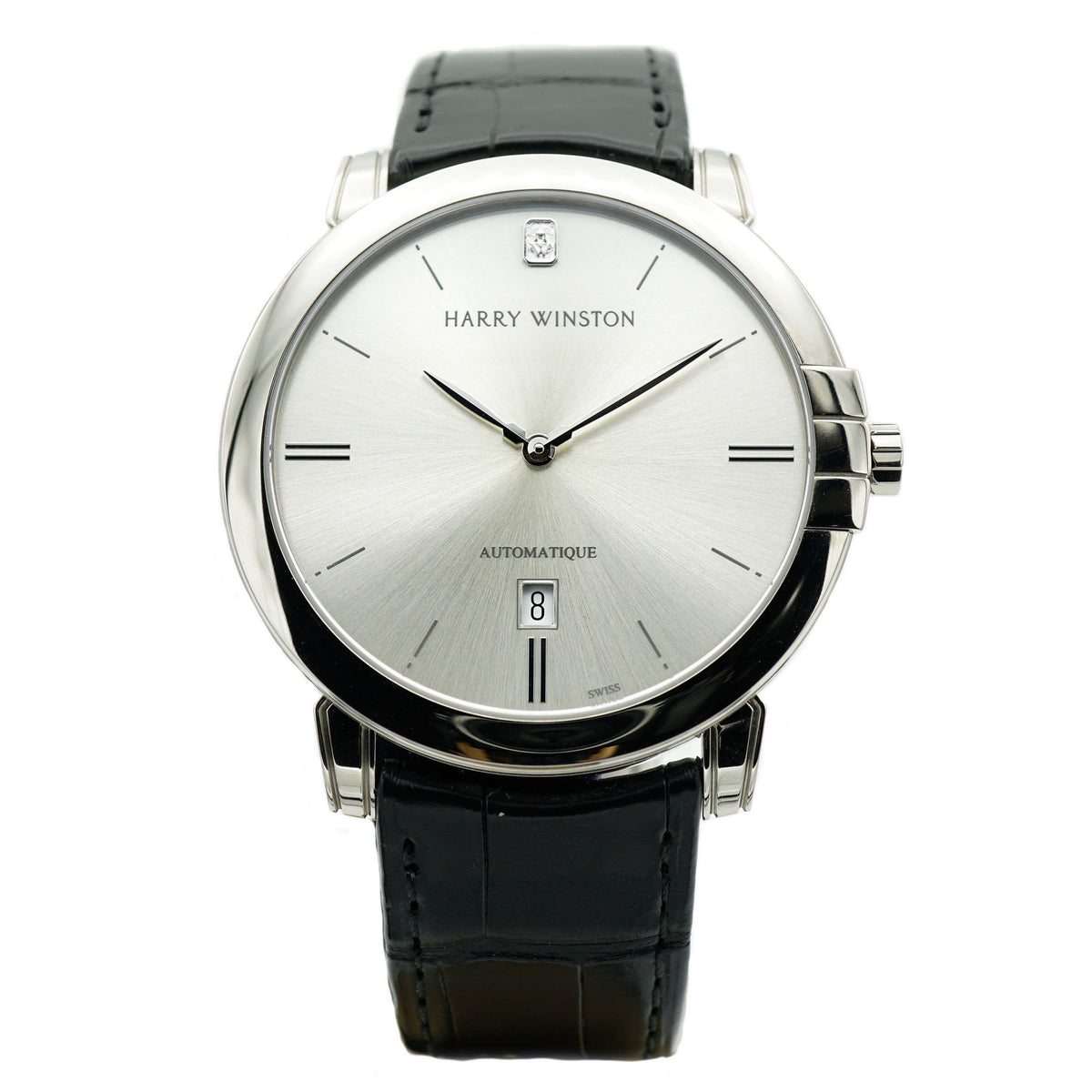 Winston Black Leather Watch Harry Winston Emerald | Harry Winston main image 2