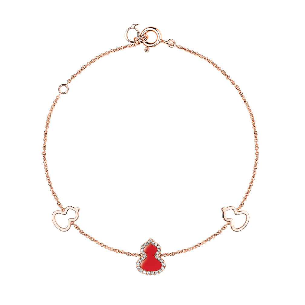 WUBPT1BRGRA | Qeelin Petite Wulu Red Agate Rose Gold Bracelet WU
