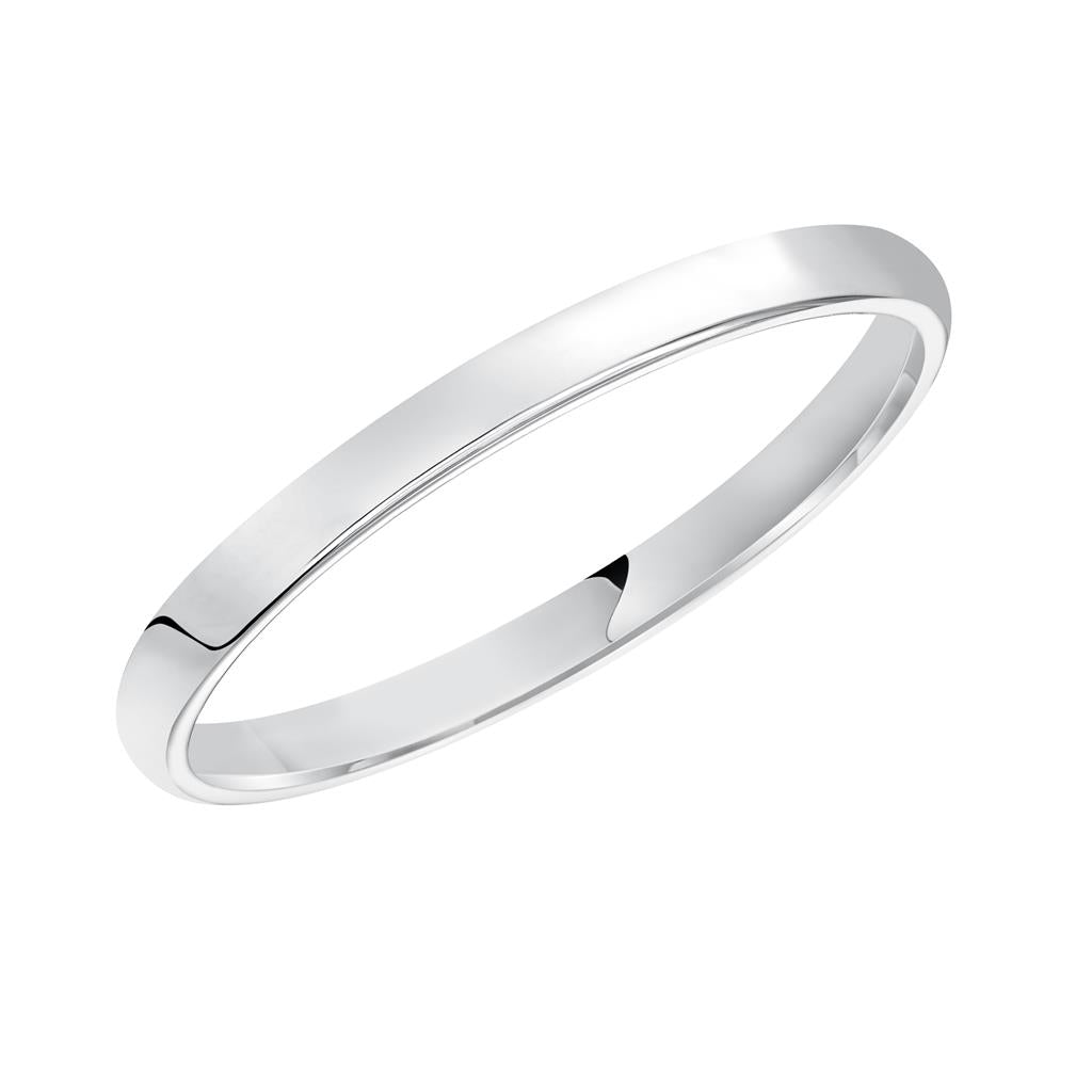 Angle View of Low Dome Plain 2MM Wedding Band