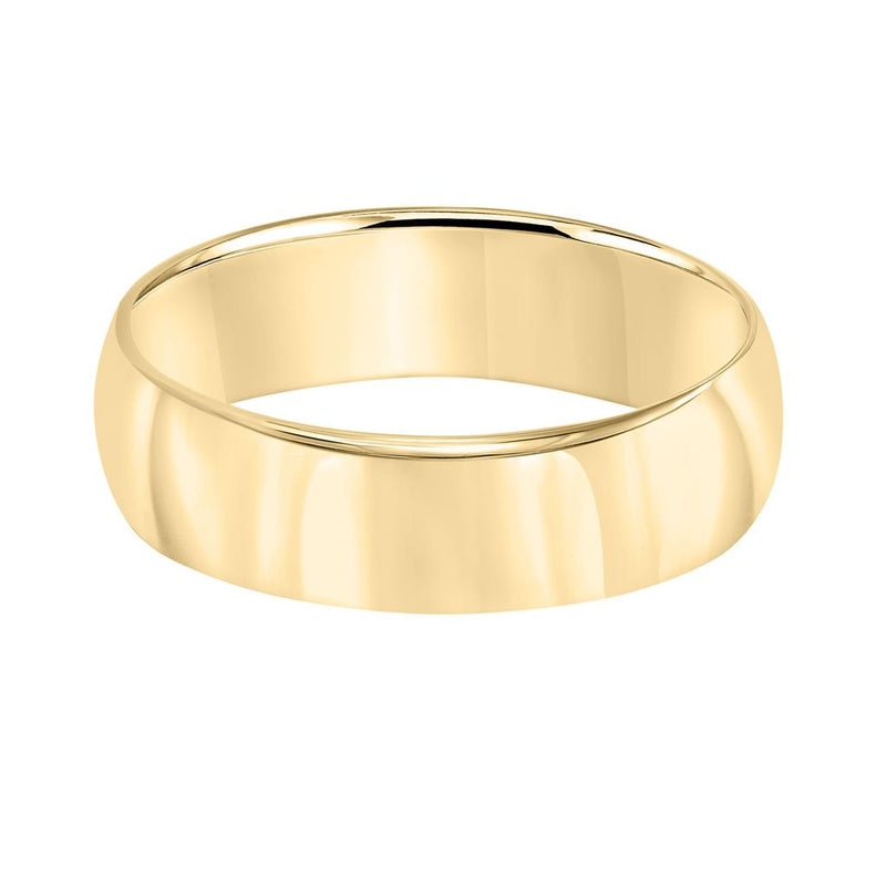 Low Dome Yellow Gold Plain Wedding Band 6MM