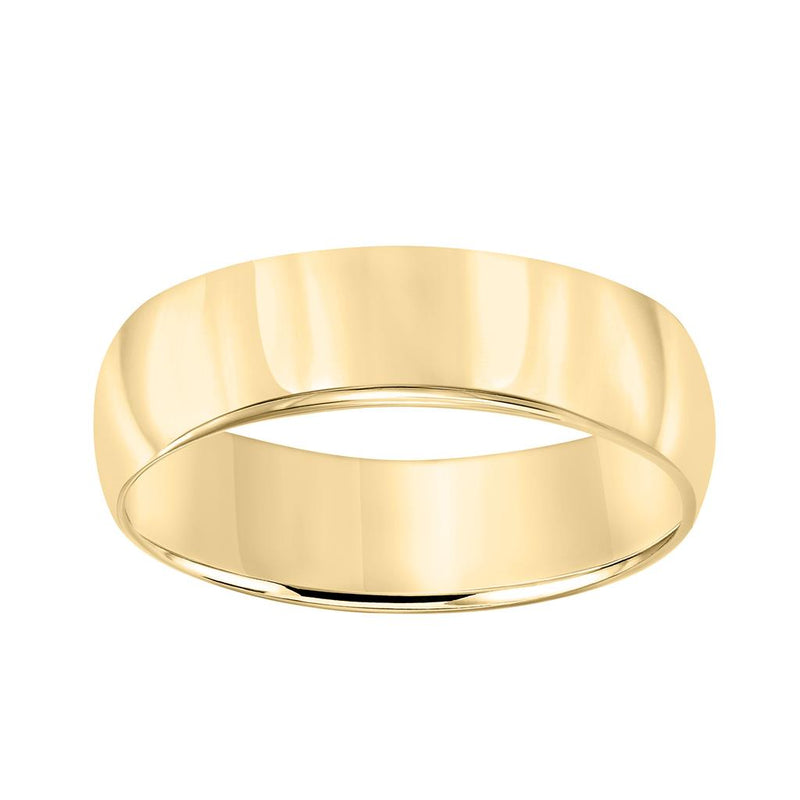 Low Dome Yellow Gold Plain Wedding Band 6MM