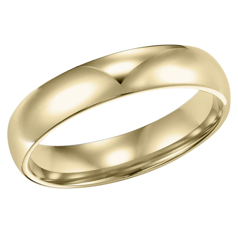 Low Dome Comfort Fit Plain Yellow Gold Wedding Band 4MM
