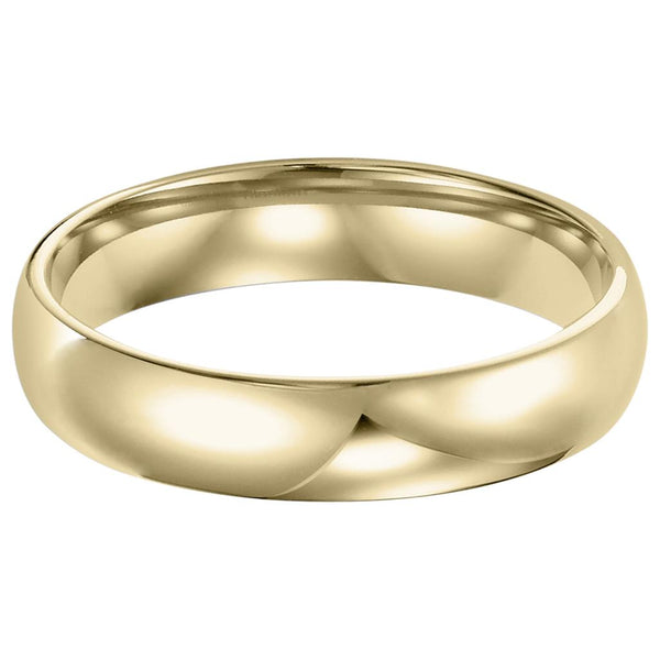 Low Dome Comfort Fit Plain Yellow Gold Wedding Band 4MM