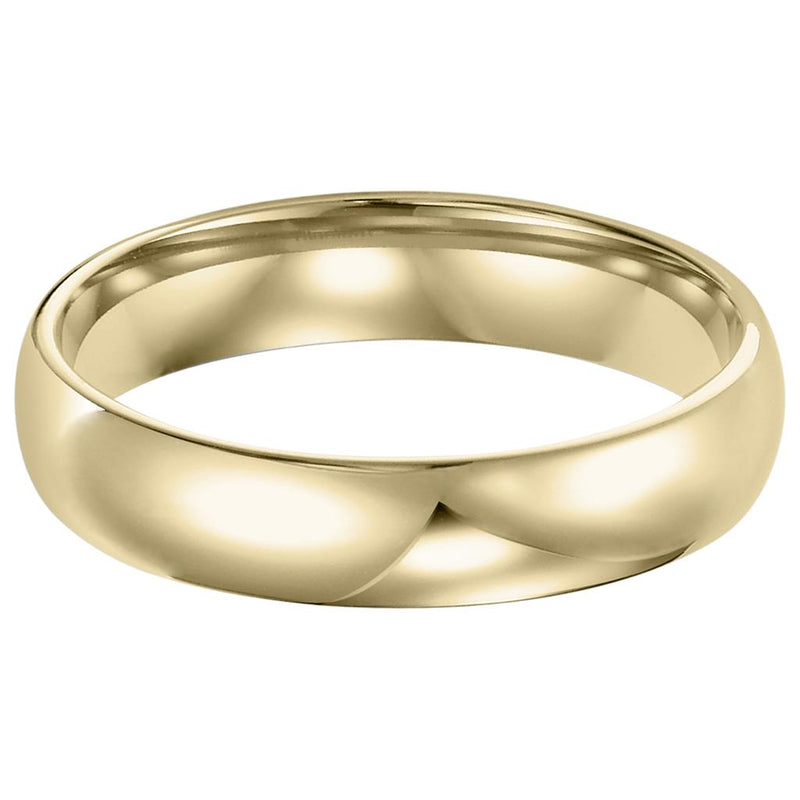 Low Dome Comfort Fit Plain Yellow Gold Wedding Band 4MM