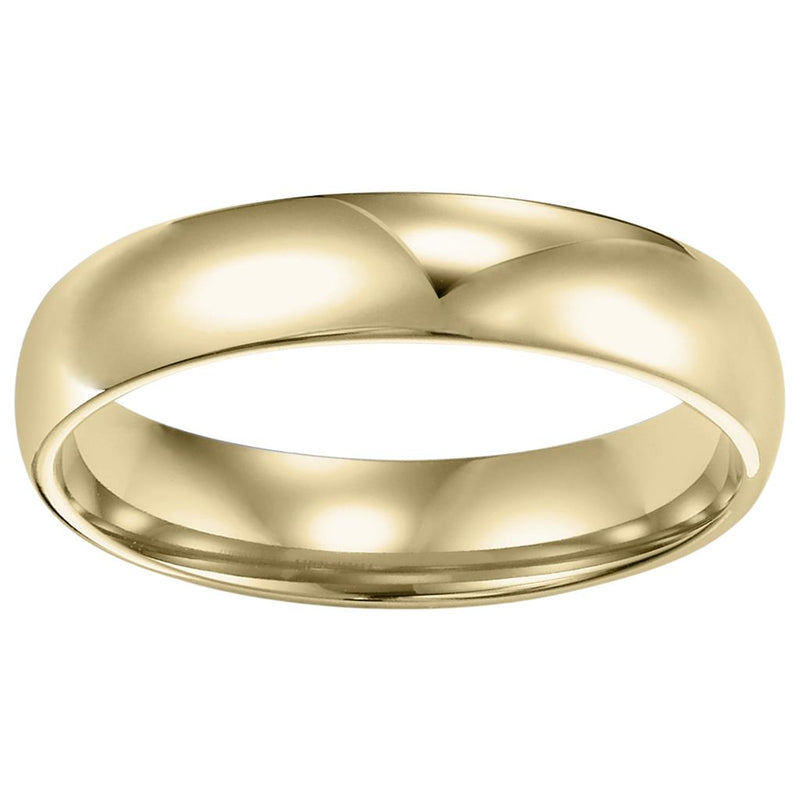 Low Dome Comfort Fit Plain Yellow Gold Wedding Band 4MM