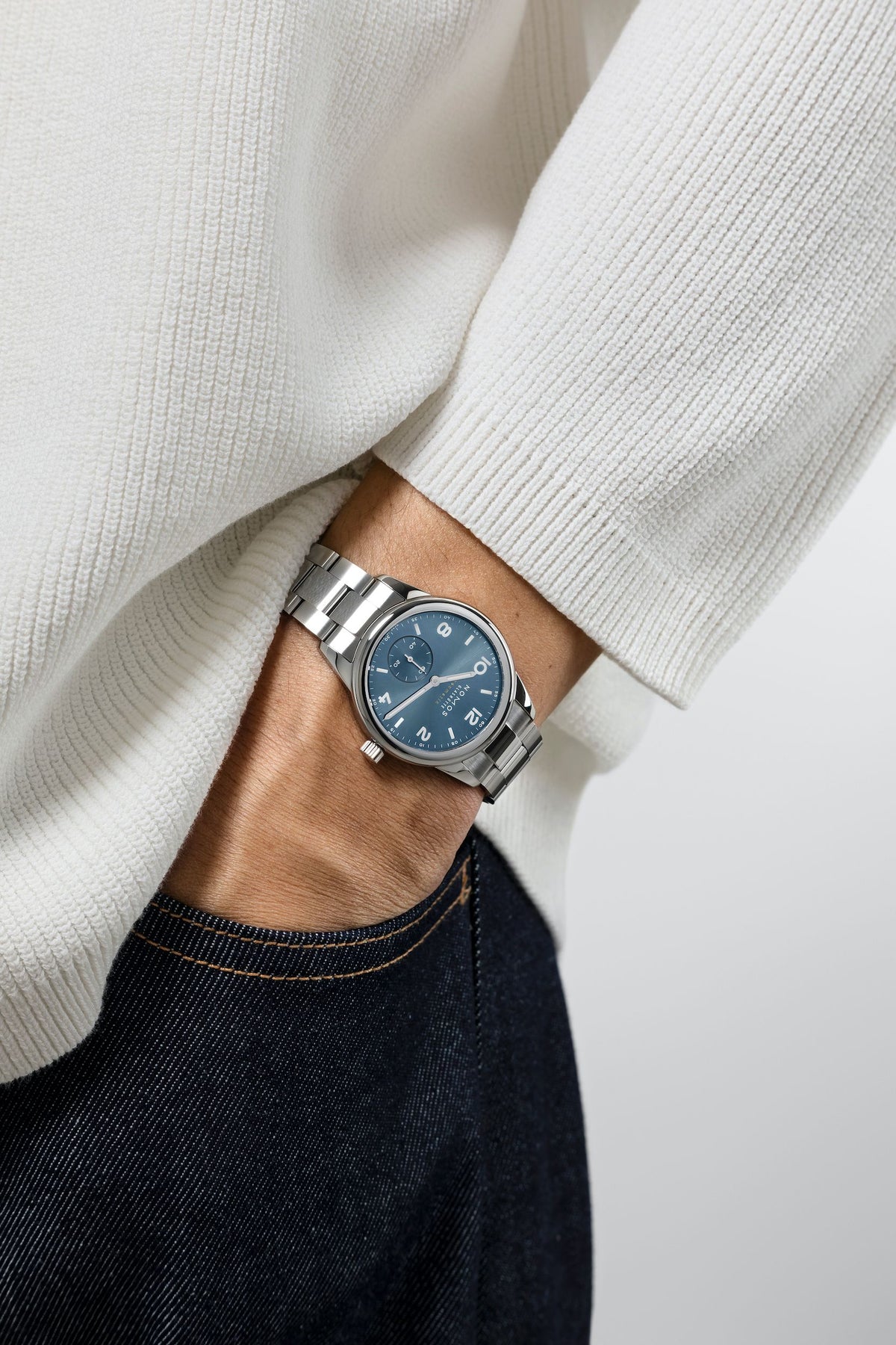 NOMOS Glashütte Club Sport Neomatik Polar Automatic 37mm Blue 747 model wrist shot 2