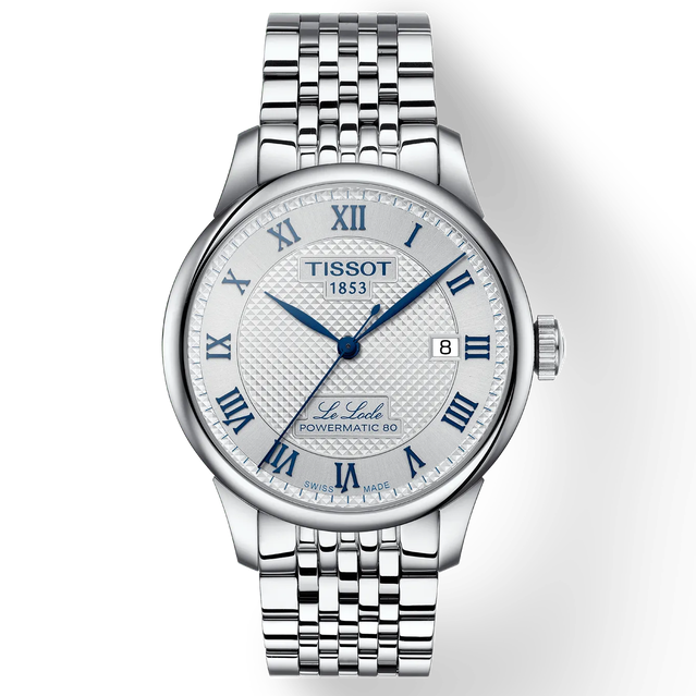 Tissot Le LeLocle 20th Anniversary Stainless Steel watch with Silver dial and blue markers