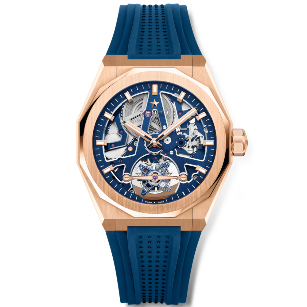 Zenith Limited Edition Defy Skyline Tourbillion Rose Gold 41mm 18.9300.3630/78.I001 blue rubber strap option