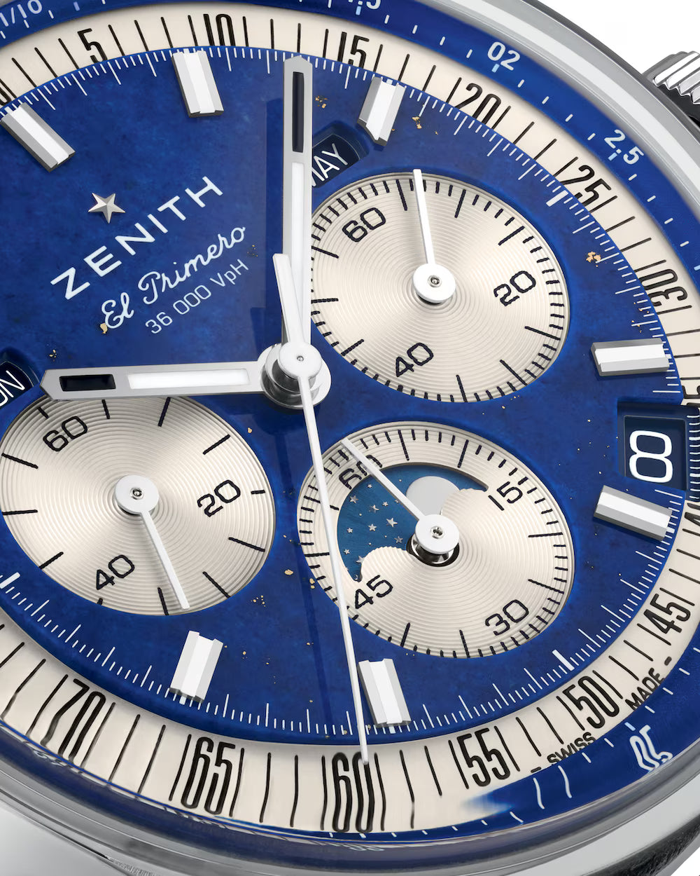 Zenith Chronomaster Original Triple Calendar Lapis Lazuli 38mm 03.3400.3610/51.C910 dial close up