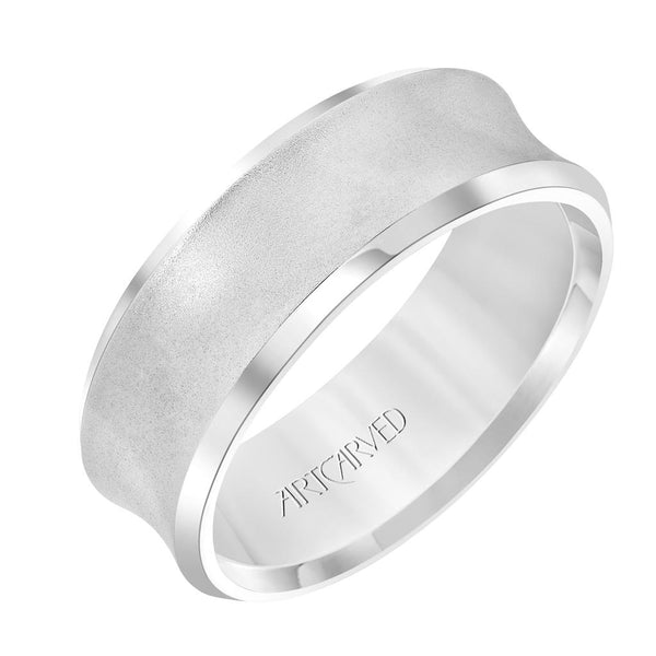 Concave Bevel Edge Carved Wedding Band