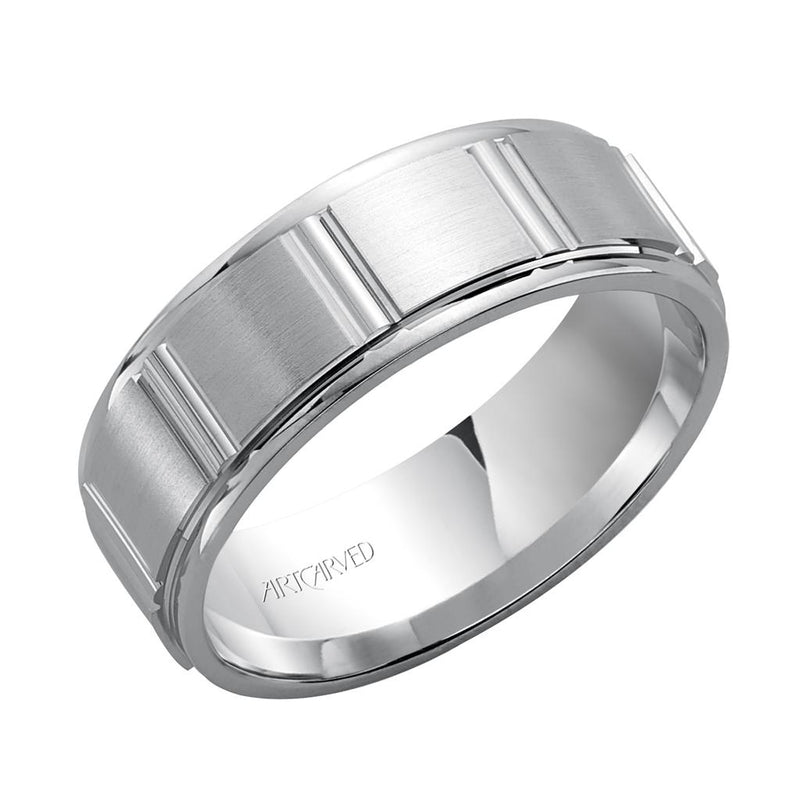 Flat Round Edge Carved 4.5MM Wedding Band