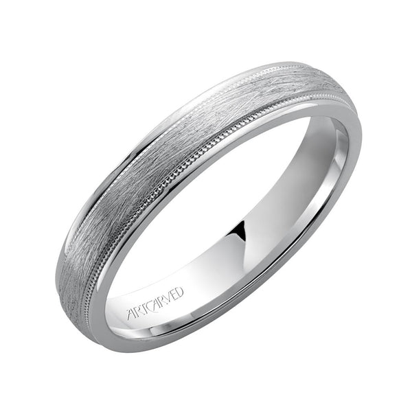 Low Dome Round Edge Carved Wedding Band
