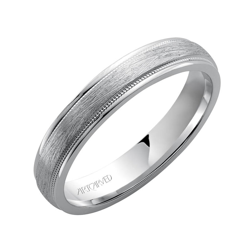 Low Dome Round Edge Carved Wedding Band