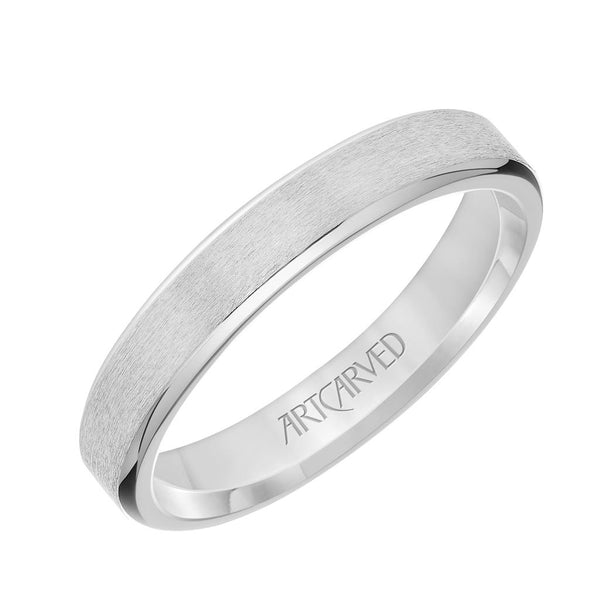 Flat Top Flat Edge Carved Wedding Band 4MM